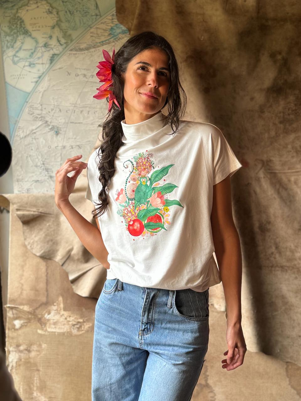 Frida’s Monkey Turtleneck T-Shirt